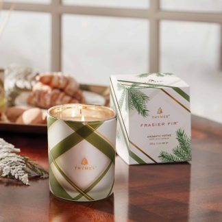 Frasier Fir? Frosted Plaid Votive Candle