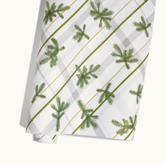 Frasier Fir® Frosted Plaid Wrapping Paper. 2 Pack